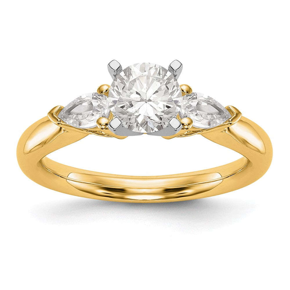 14 Karat Gelbgold Dreistein-Verlobungsring mit simulierten Diamanten und Krappenfassung