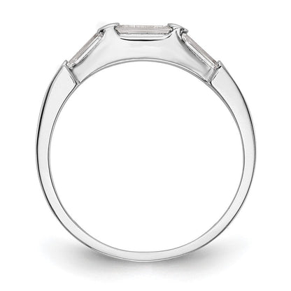 14K Weißgold Baguette Diamant Komplett Ehering