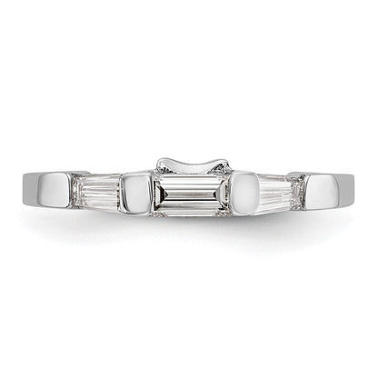 14K Weißgold Baguette Diamant Komplett Ehering