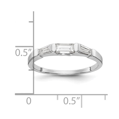14K Weißgold Baguette Diamant Komplett Ehering