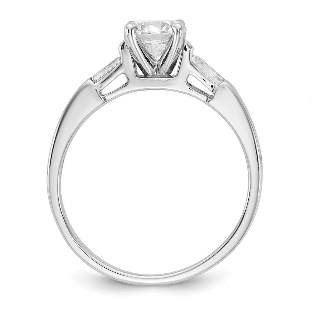14K Weißgold 3 Stein Diamant Stift Set Includes 2 Baquette Seite Steine Verlobungsring, No Kopf