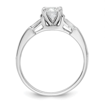 14K Weißgold 3 Stein Diamant Stift Set Includes 2 Baquette Seite Steine Verlobungsring, No Kopf