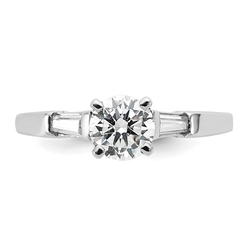 14K Weißgold 3 Stein Diamant Stift Set Includes 2 Baquette Seite Steine Verlobungsring, No Kopf