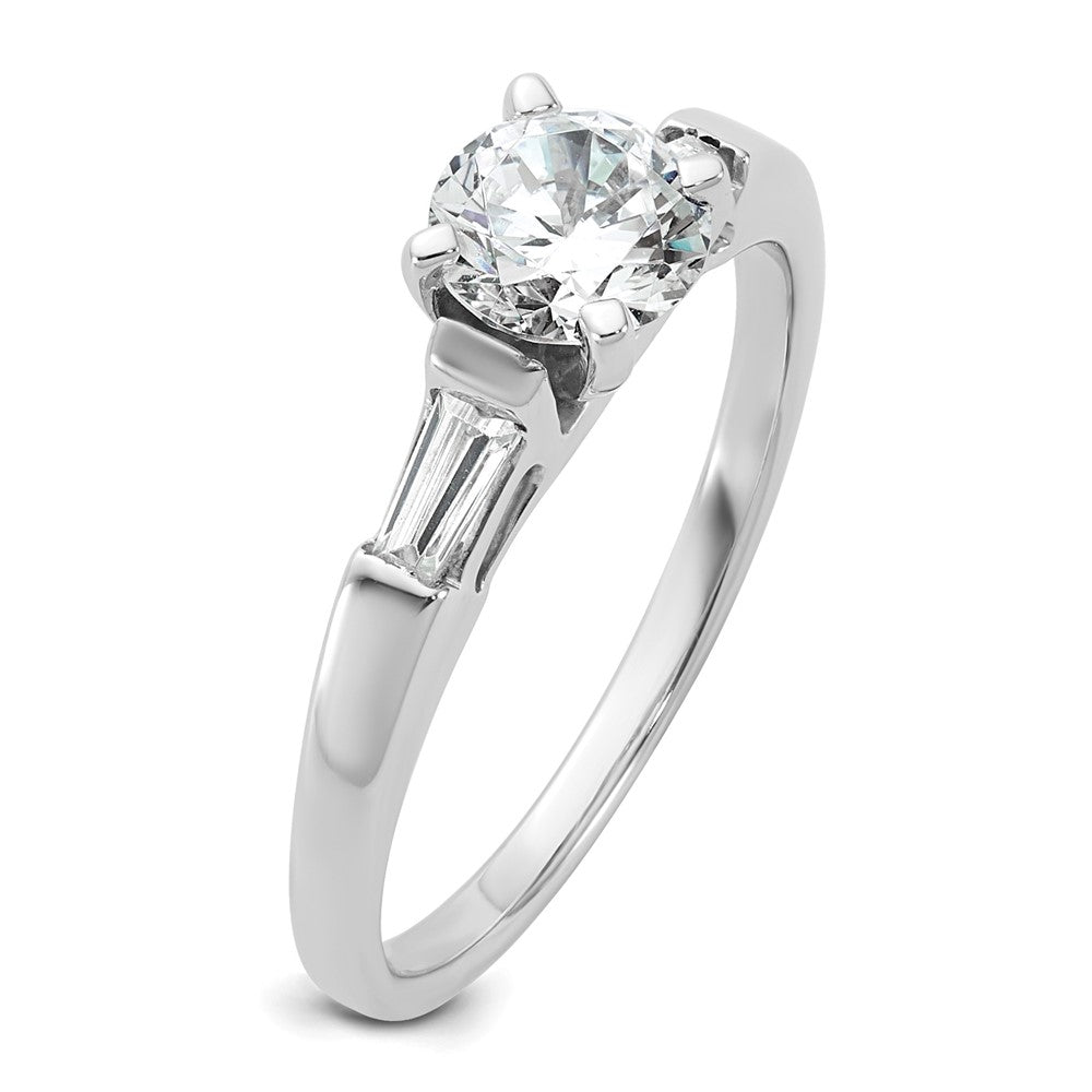 14K Weißgold 3 Stein Diamant Stift Set Includes 2 Baquette Seite Steine Verlobungsring, No Kopf