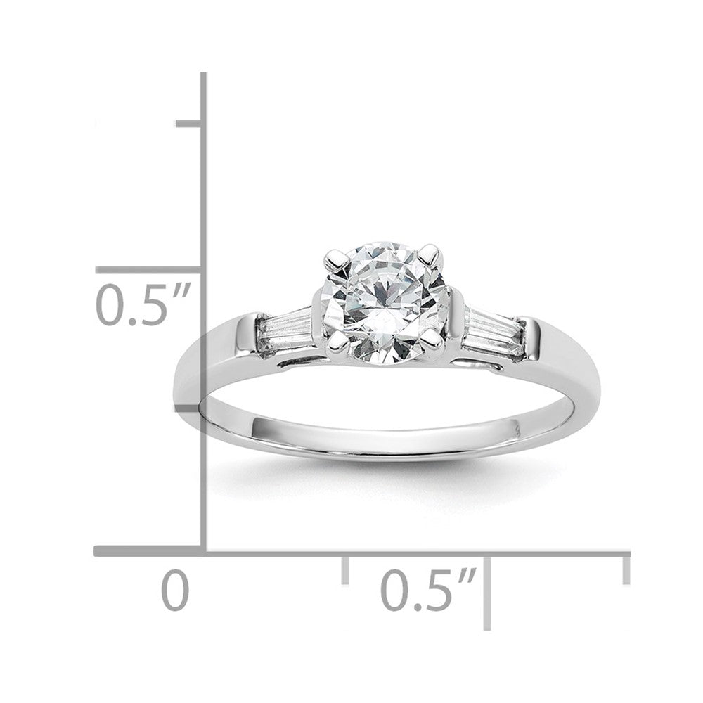 14K Weißgold 3 Stein Diamant Stift Set Includes 2 Baquette Seite Steine Verlobungsring, No Kopf