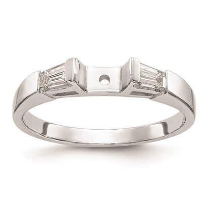 14K Weißgold 3 Stein Diamant Stift Set Includes 2 Baquette Seite Steine Verlobungsring, No Kopf
