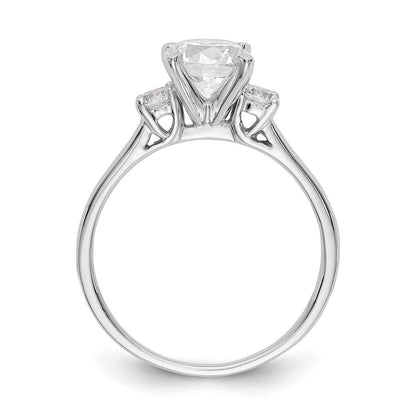 14K Weißgold 3 Stein Stift Set Mittig Halbfassung Diamant Verlobungsring