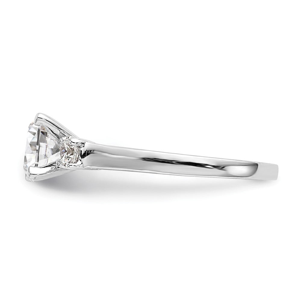 14K Weißgold 3 Stein Stift Set Mittig Halbfassung Diamant Verlobungsring