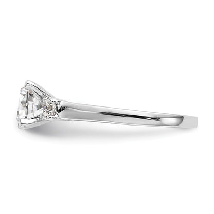 14K Weißgold 3 Stein Stift Set Mittig Halbfassung Diamant Verlobungsring