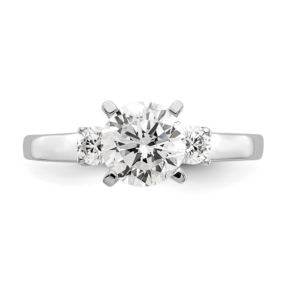 14K Weißgold 3 Stein Stift Set Mittig Halbfassung Diamant Verlobungsring