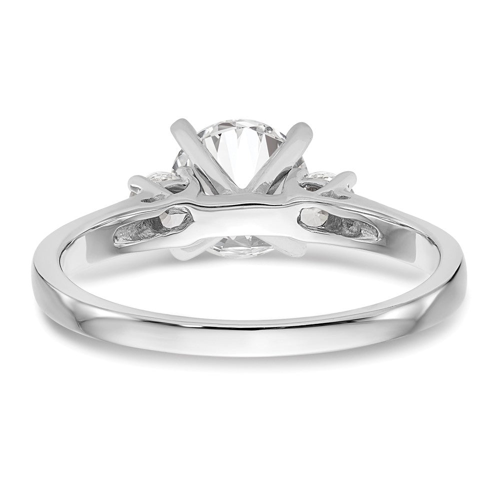14K Weißgold 3 Stein Stift Set Mittig Halbfassung Diamant Verlobungsring