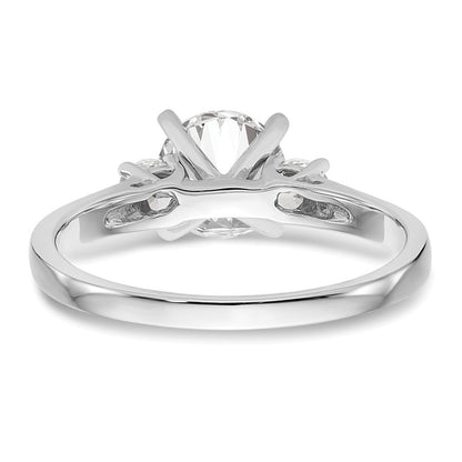 14K Weißgold 3 Stein Stift Set Mittig Halbfassung Diamant Verlobungsring