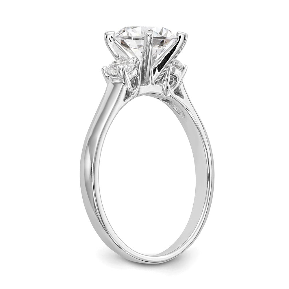 14K Weißgold 3 Stein Stift Set Mittig Halbfassung Diamant Verlobungsring