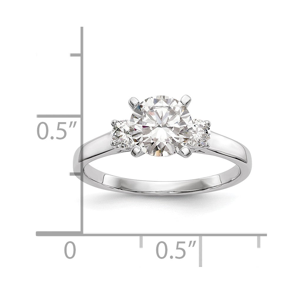 14K Weißgold 3 Stein Stift Set Mittig Halbfassung Diamant Verlobungsring