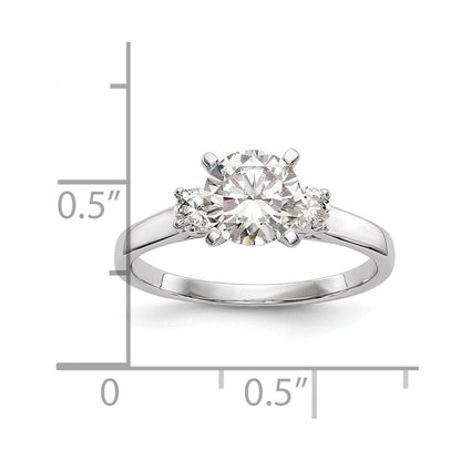 14K Weißgold 3 Stein Stift Set Mittig Halbfassung Diamant Verlobungsring