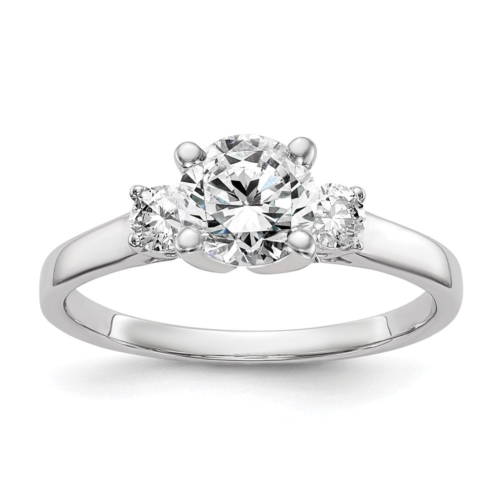 14K Weißgold 3 Stein Stift Set Mittig Halbfassung Diamant Verlobungsring