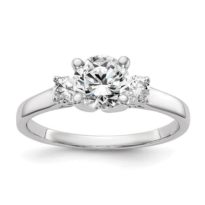 14K Weißgold 3 Stein Stift Set Mittig Halbfassung Diamant Verlobungsring