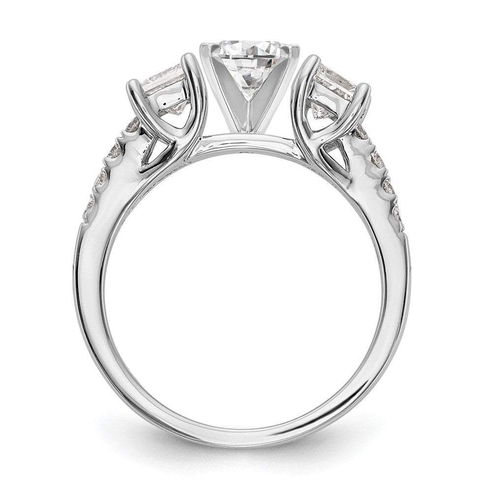 14K Weißgold 3 Stein Plus Stift Set Mittig Halbfassung Princess Diamant Verlobungsring