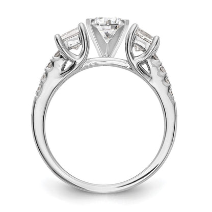 14K Weißgold 3 Stein Plus Stift Set Mittig Halbfassung Princess Diamant Verlobungsring