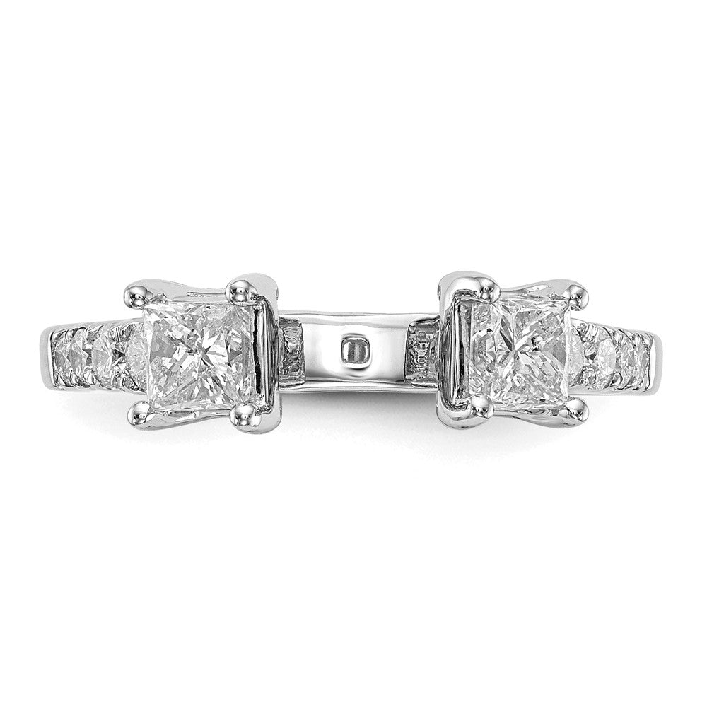 14K Weißgold 3 Stein Plus Stift Set Mittig Halbfassung Princess Diamant Verlobungsring
