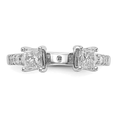 14K Weißgold 3 Stein Plus Stift Set Mittig Halbfassung Princess Diamant Verlobungsring