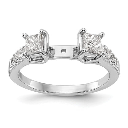 14K Weißgold 3 Stein Plus Stift Set Mittig Halbfassung Princess Diamant Verlobungsring