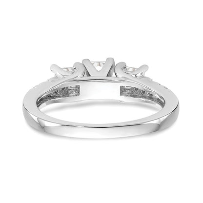 14K Weißgold 3 Stein Plus Stift Set Mittig Princess Diamant Halbfassung Verlobungsring