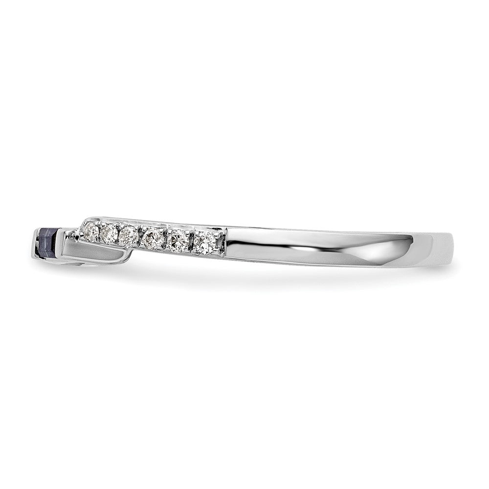 14K Weißgold 1/10 Karat Diamant und Saphir Komplett Ehering