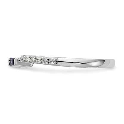 14K Weißgold 1/10 Karat Diamant und Saphir Komplett Ehering