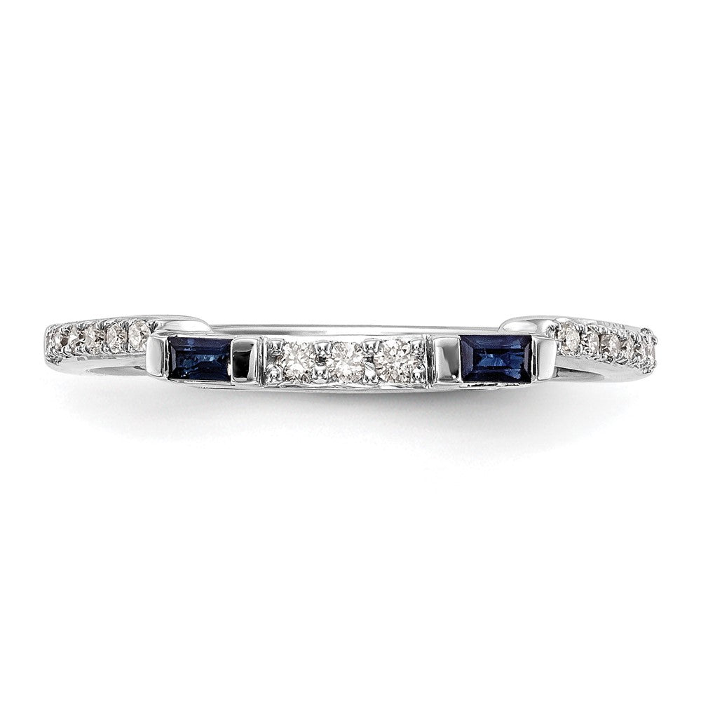 14K Weißgold 1/10 Karat Diamant und Saphir Komplett Ehering