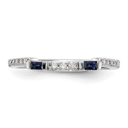 14K Weißgold 1/10 Karat Diamant und Saphir Komplett Ehering