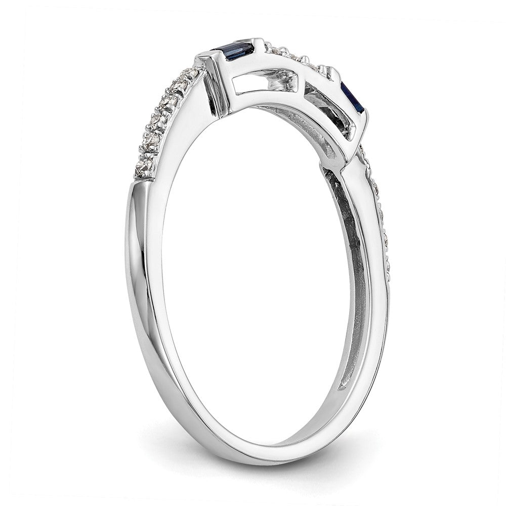 14K Weißgold 1/10 Karat Diamant und Saphir Komplett Ehering