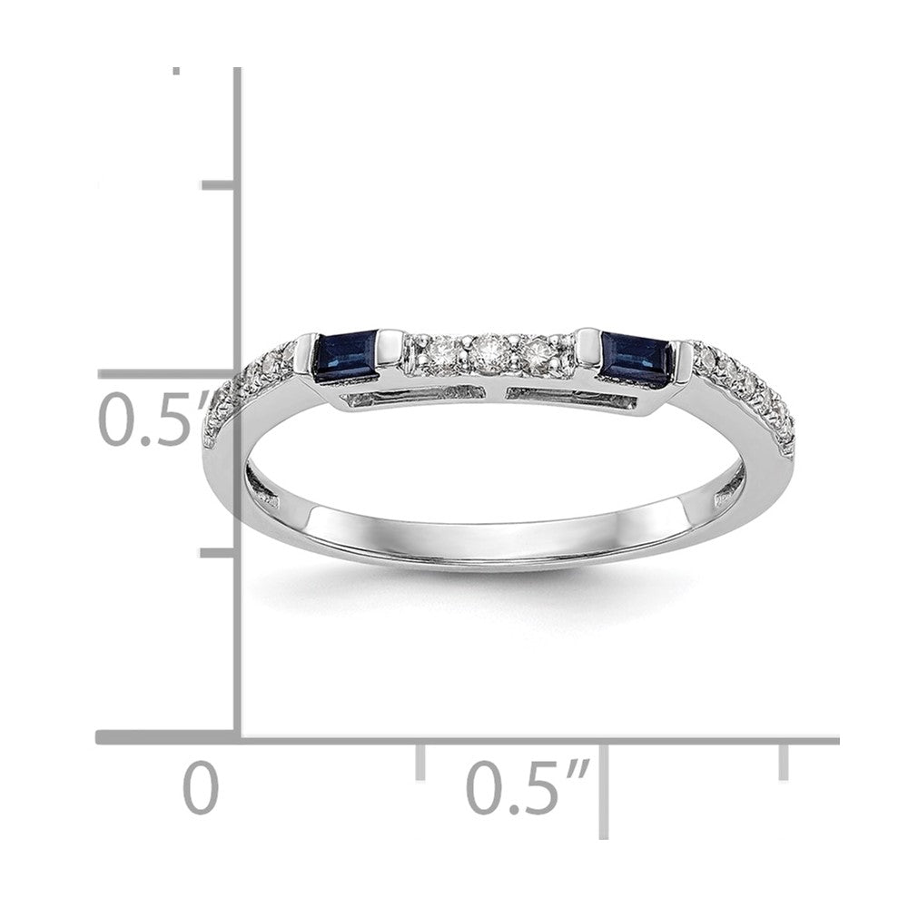 14K Weißgold 1/10 Karat Diamant und Saphir Komplett Ehering