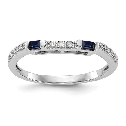 14K Weißgold 1/10 Karat Diamant und Saphir Komplett Ehering