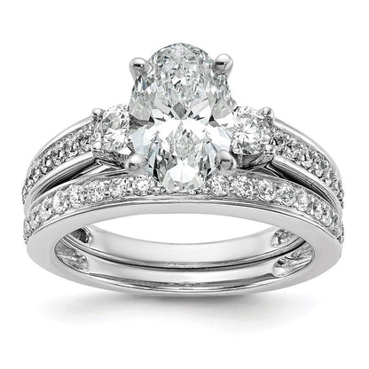 14K Weißgold 3 Stein Plus Stift Set Mittig 1/5 Karat Diamant Halbfassung Verlobungsring
