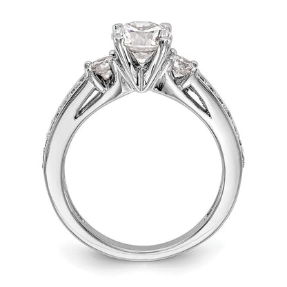 14K Weißgold 3 Stein Plus Stift Set Mittig 1/5 Karat Diamant Halbfassung Verlobungsring