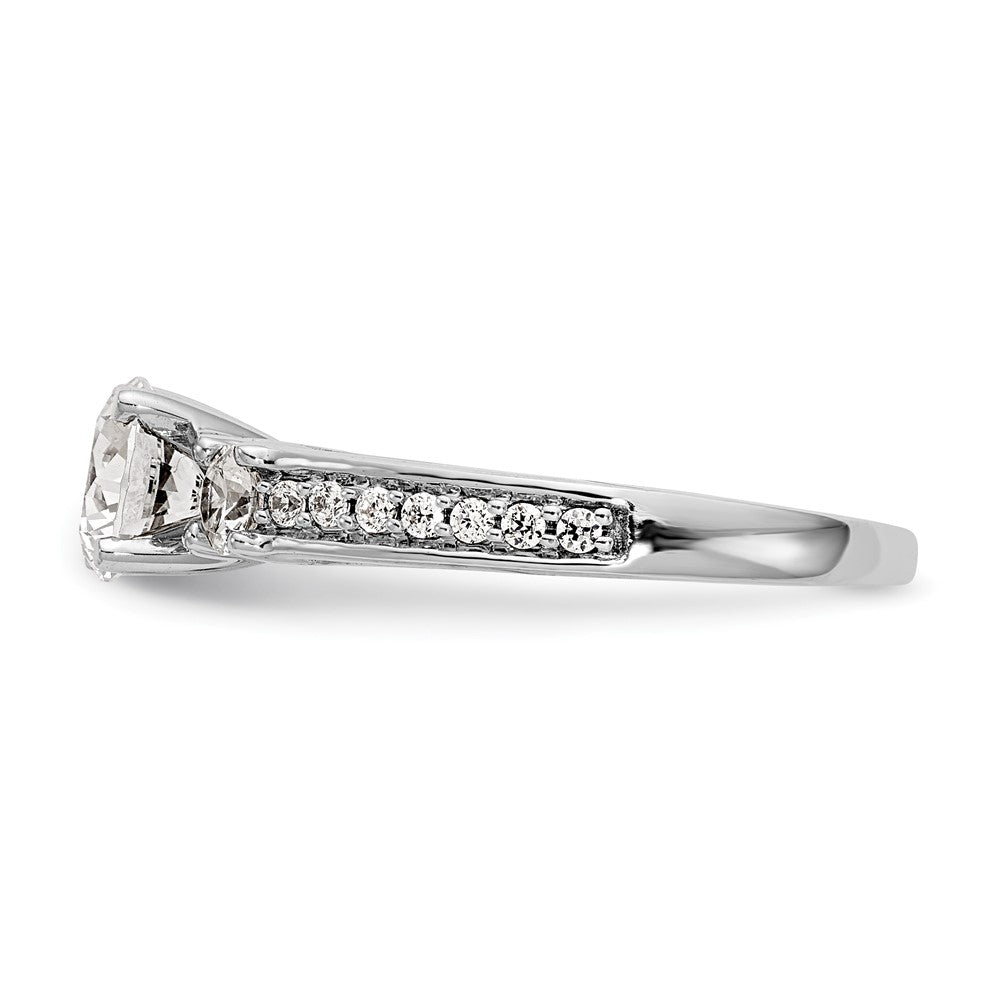 14K Weißgold 3 Stein Plus Stift Set Mittig 1/5 Karat Diamant Halbfassung Verlobungsring