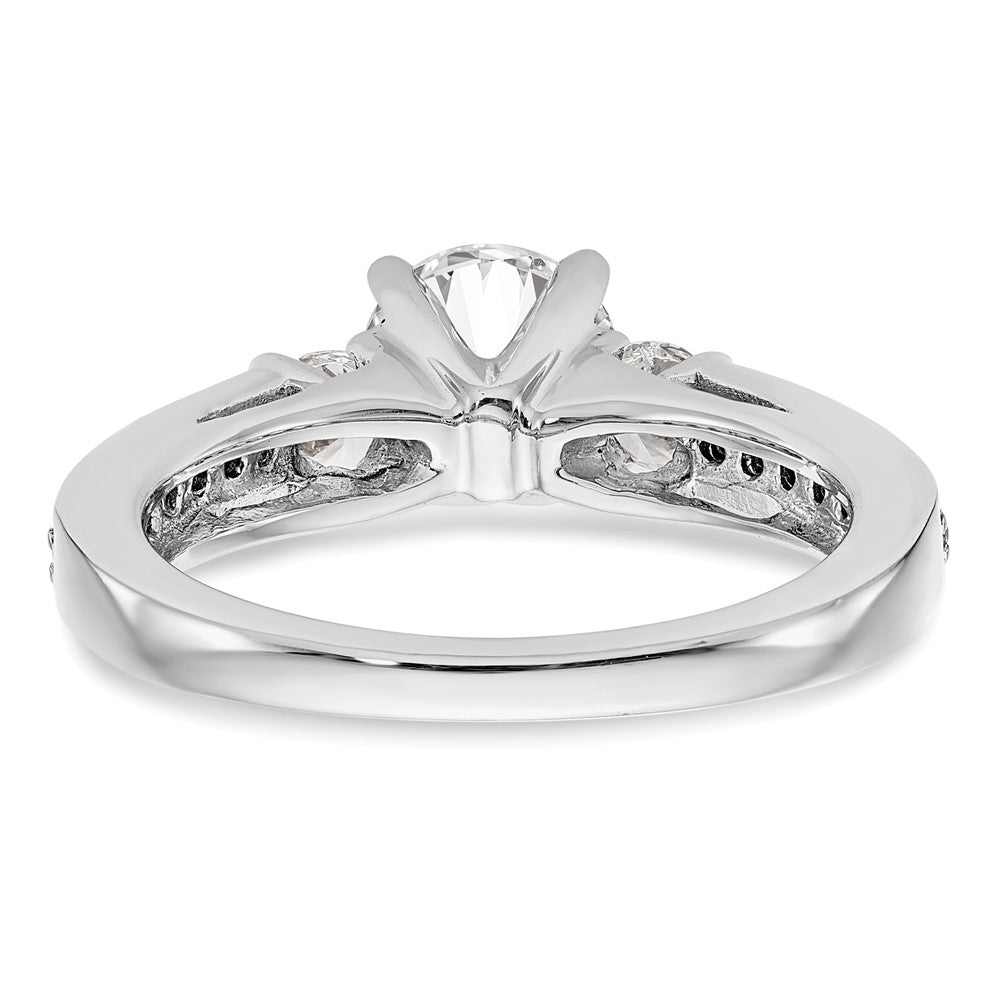 14K Weißgold 3 Stein Plus Stift Set Mittig 1/5 Karat Diamant Halbfassung Verlobungsring