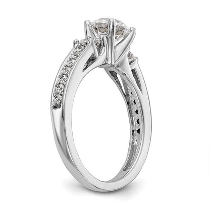14K Weißgold 3 Stein Plus Stift Set Mittig 1/5 Karat Diamant Halbfassung Verlobungsring