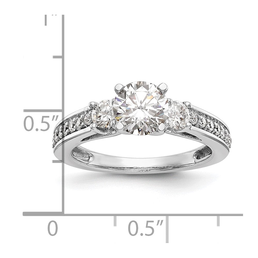 14K Weißgold 3 Stein Plus Stift Set Mittig 1/5 Karat Diamant Halbfassung Verlobungsring