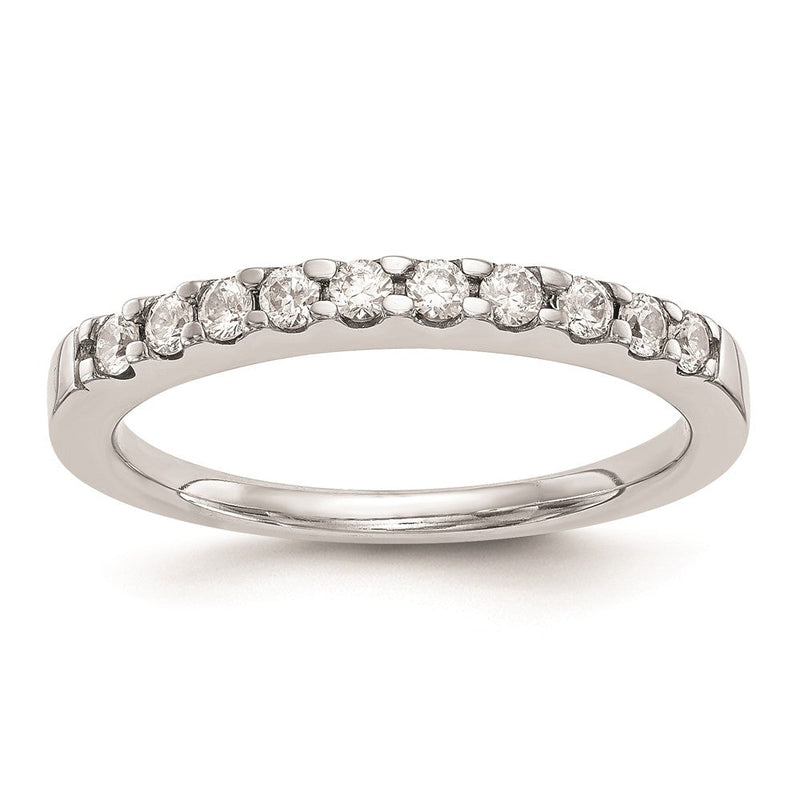 14K Weißgold Damen-Trauring mit echten Diamanten