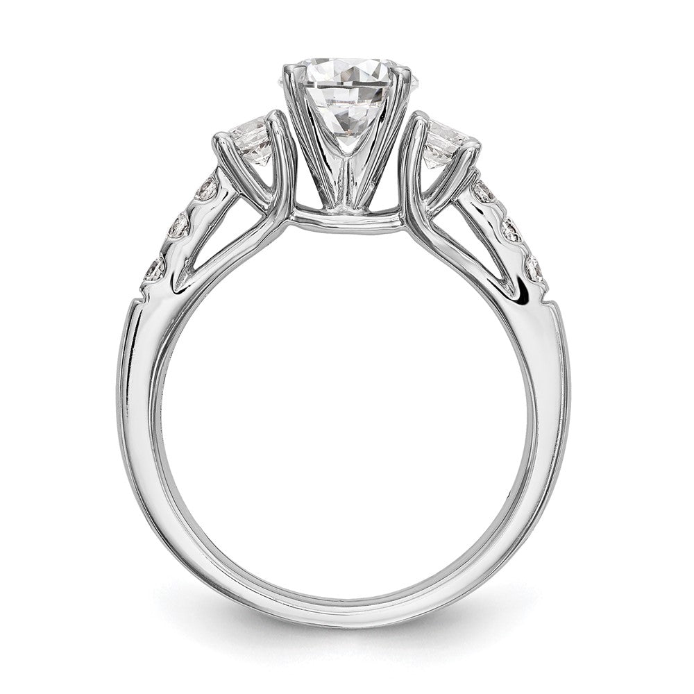 14K Weißgold 3 Stein Plus Stift Set Mittig 1/5 Karat Diamant Halbfassung Verlobungsring