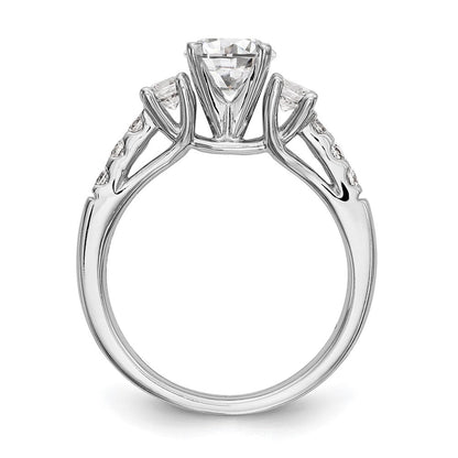 14K Weißgold 3 Stein Plus Stift Set Mittig 1/5 Karat Diamant Halbfassung Verlobungsring