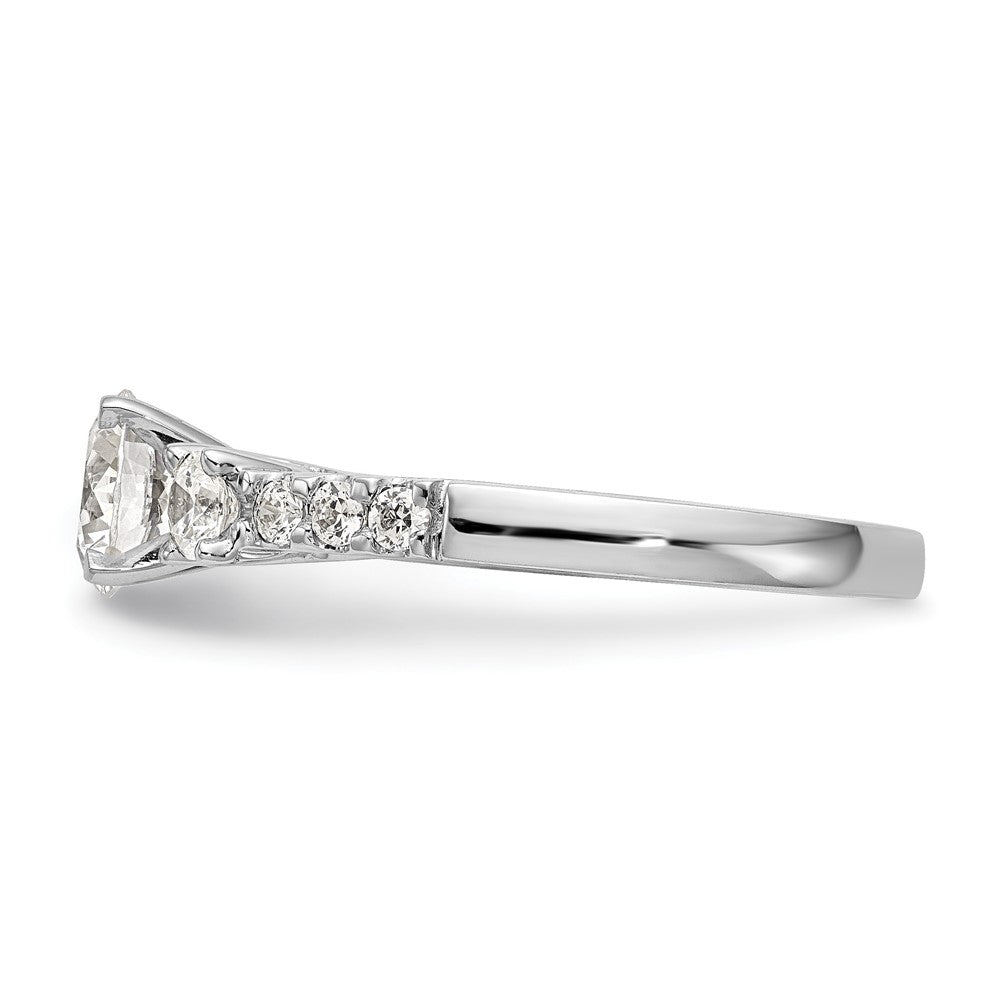14K Weißgold 3 Stein Plus Stift Set Mittig 1/5 Karat Diamant Halbfassung Verlobungsring
