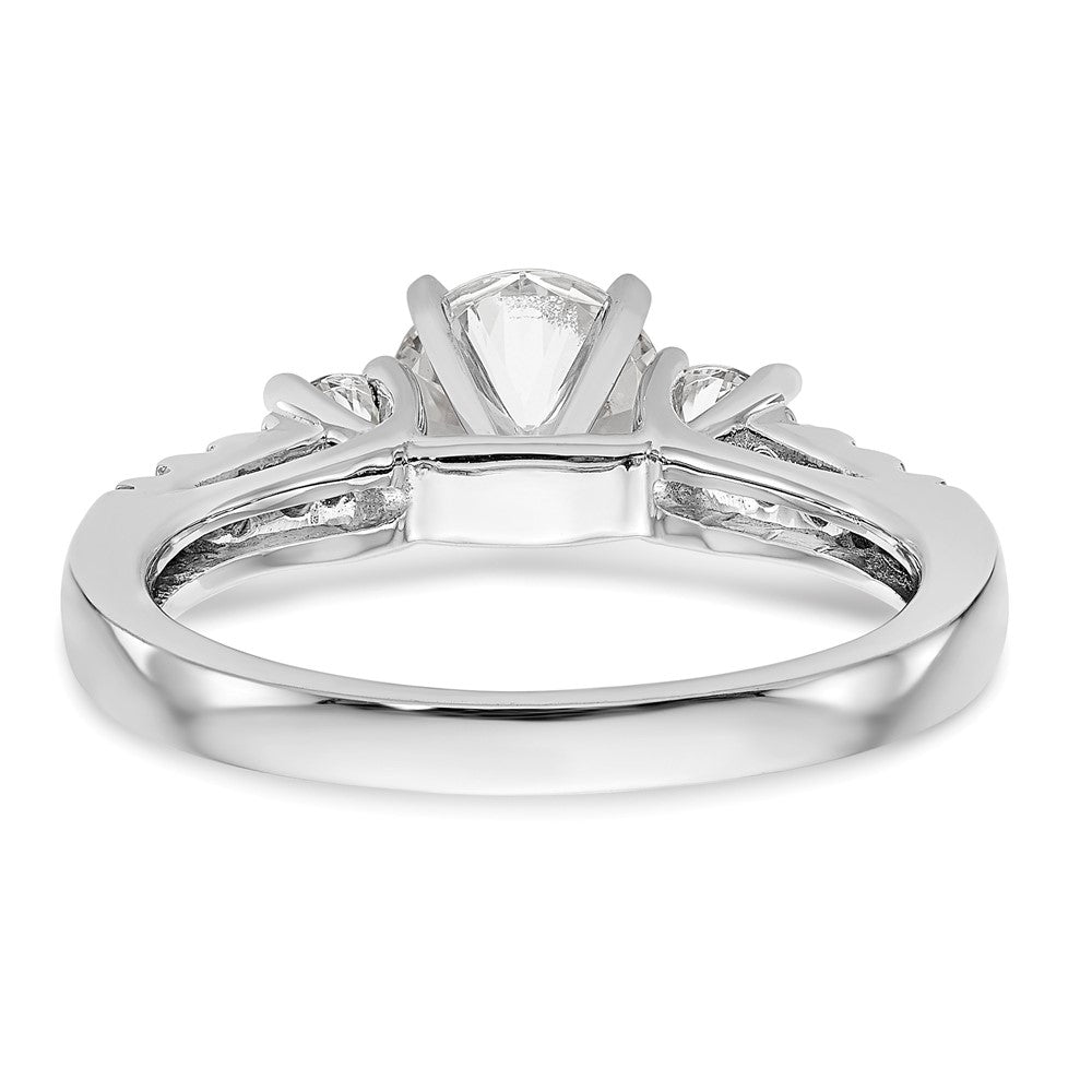 14K Weißgold 3 Stein Plus Stift Set Mittig 1/5 Karat Diamant Halbfassung Verlobungsring