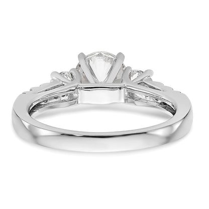 14K Weißgold 3 Stein Plus Stift Set Mittig 1/5 Karat Diamant Halbfassung Verlobungsring