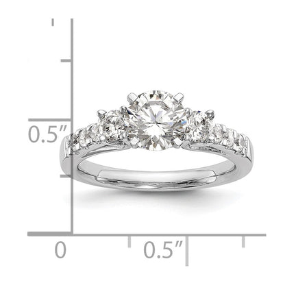14K Weißgold 3 Stein Plus Stift Set Mittig 1/5 Karat Diamant Halbfassung Verlobungsring
