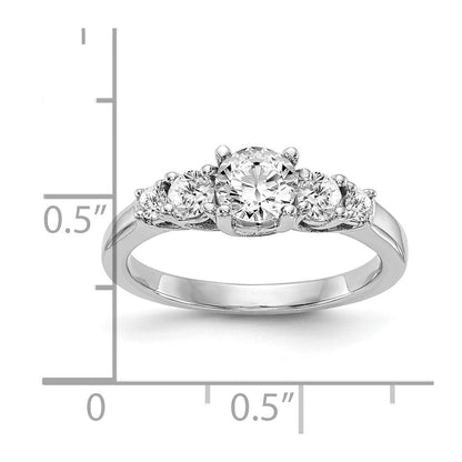 585 Weißgold Verlobungsring mit 5 simulierten Diamanten