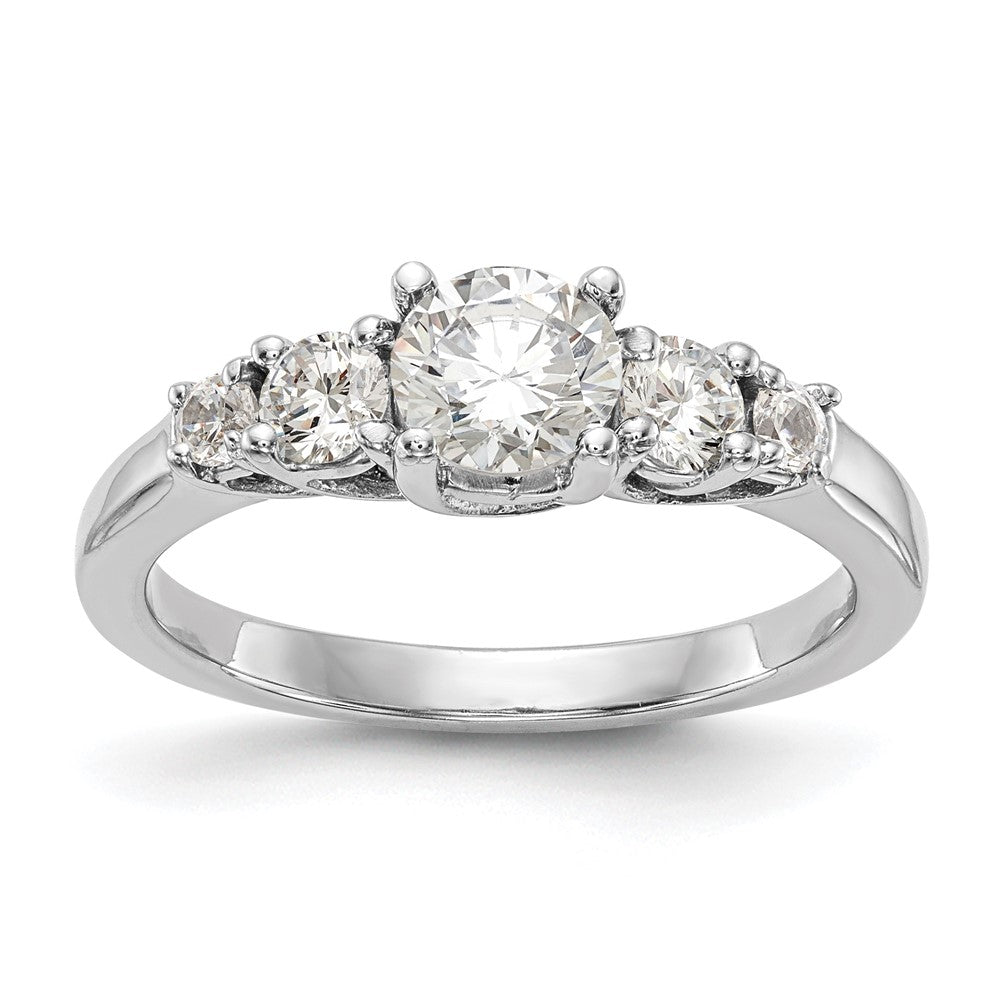 585 Weißgold Verlobungsring mit 5 simulierten Diamanten