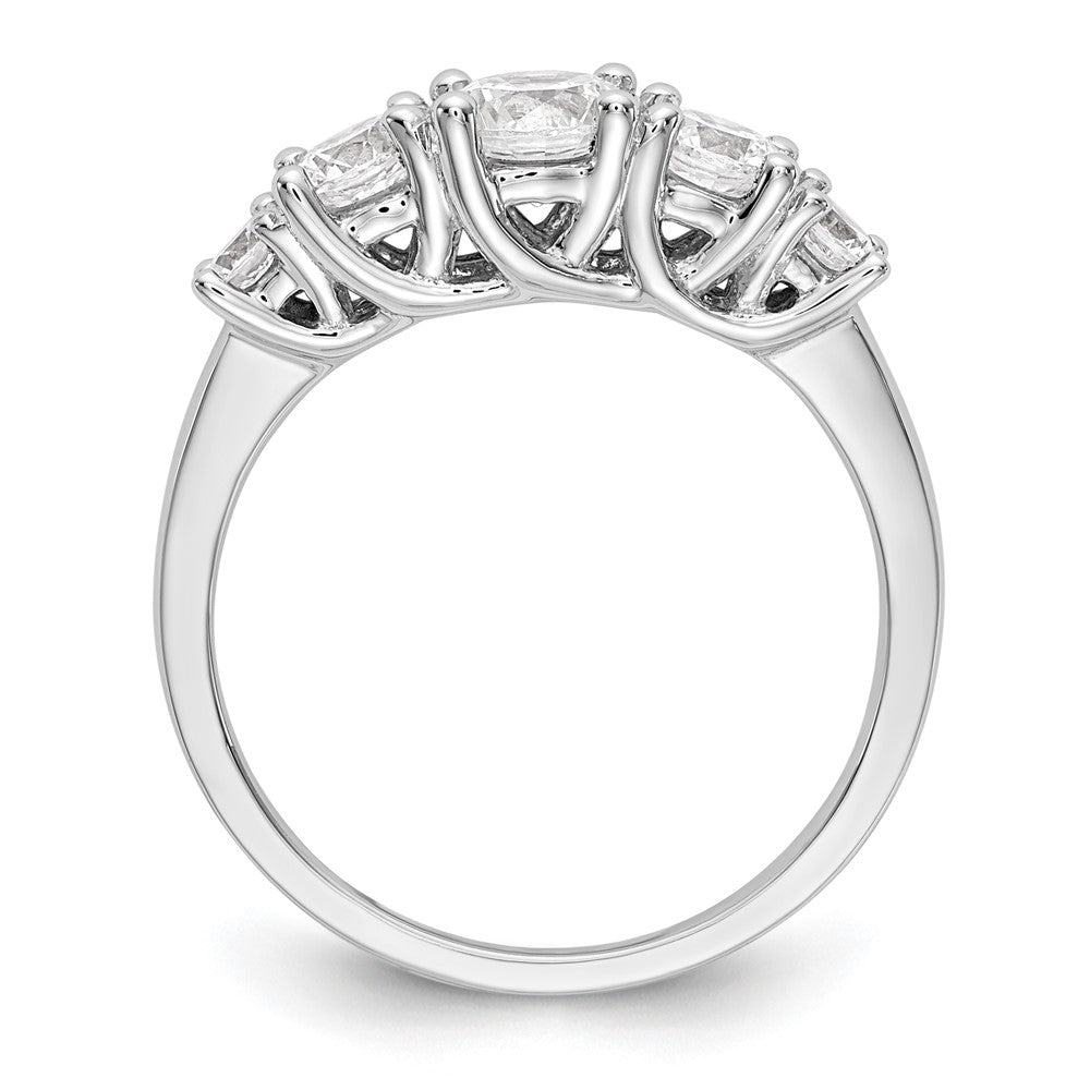 14K Weißgold Verlobungsring mit 5 simulierten Diamanten